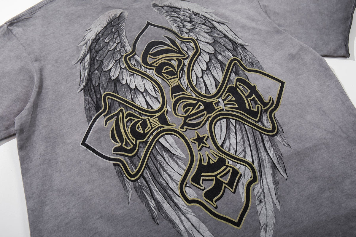 MAJESTIK Winged Cross Graphic T-Shirt — detail