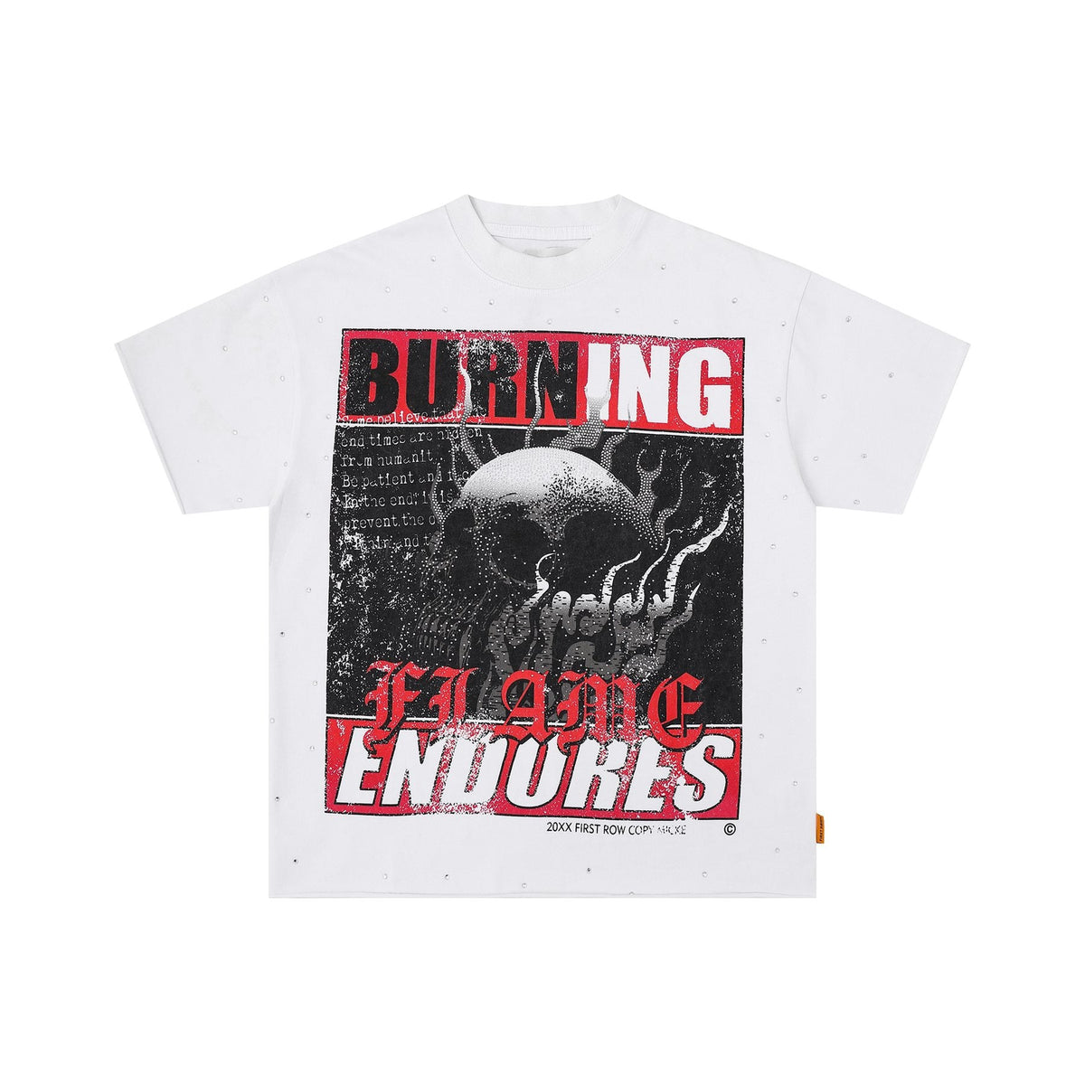 FIRST ROW Burning Flames Cropped Graphic T-Shirt — front