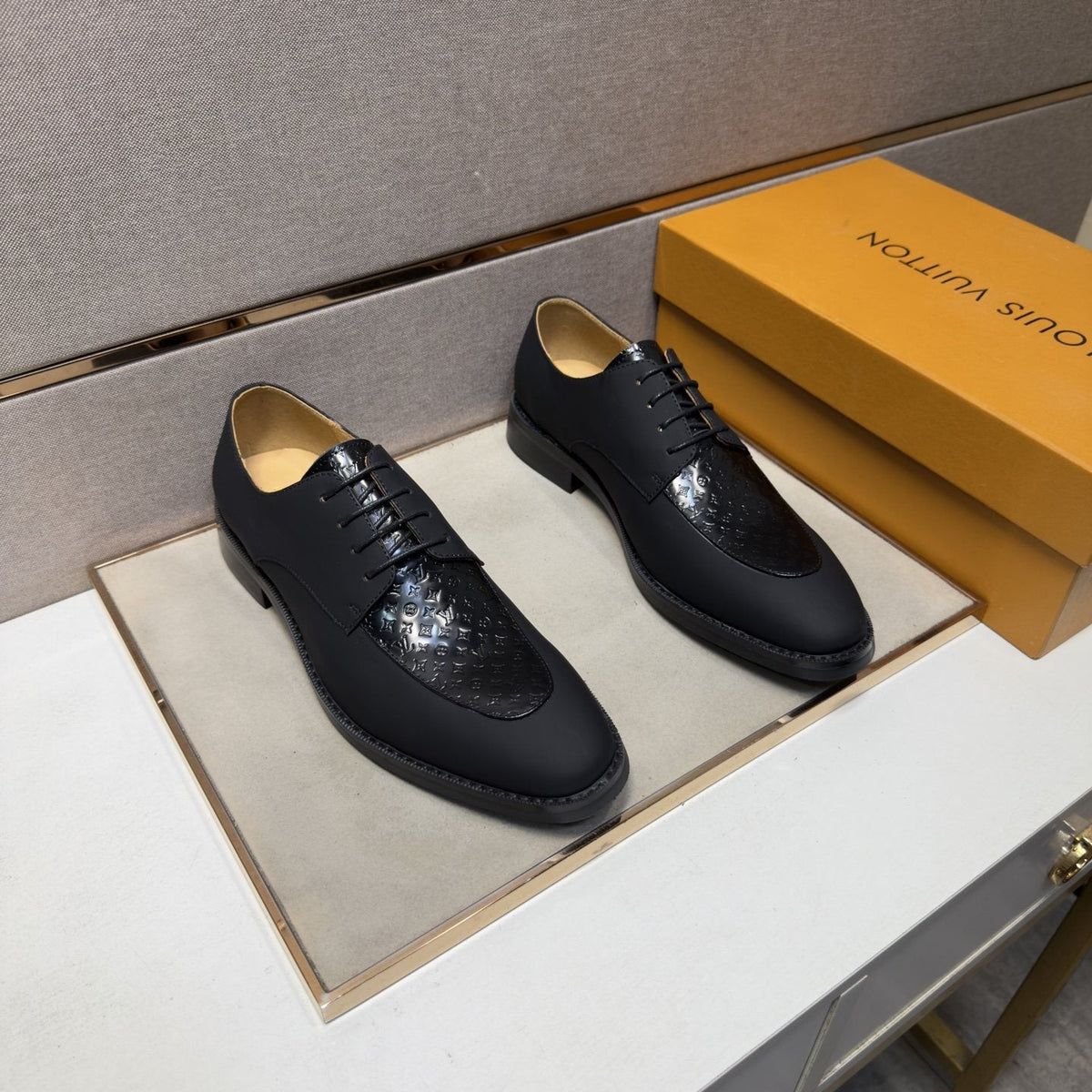 Louis Vuitton Textured Vamp Lace-Up Dress Shoes — front